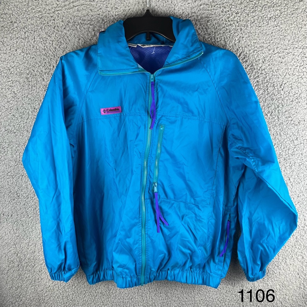 Columbia Vintage 90s Women’s Jacket‎ Teal Purple Full Zip Windbreaker Size Small